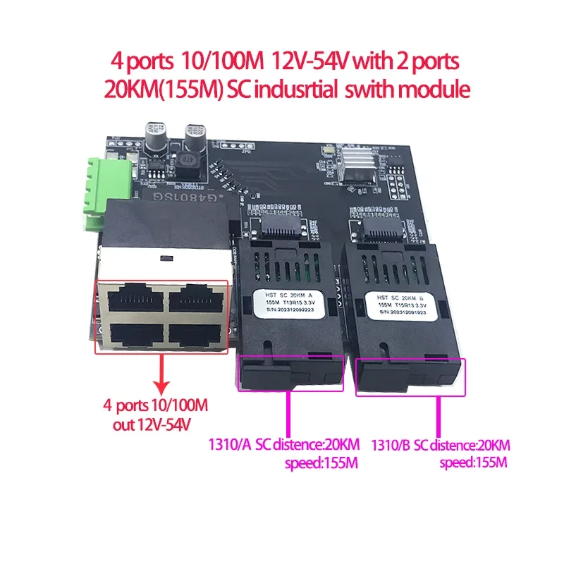 

Волоконно-оптический медиаконвертер 2sc4port 10/100M 155M Ethernet 4 порта и 2 * sc волоконно-оптический модуль приемопередатчика 20 км