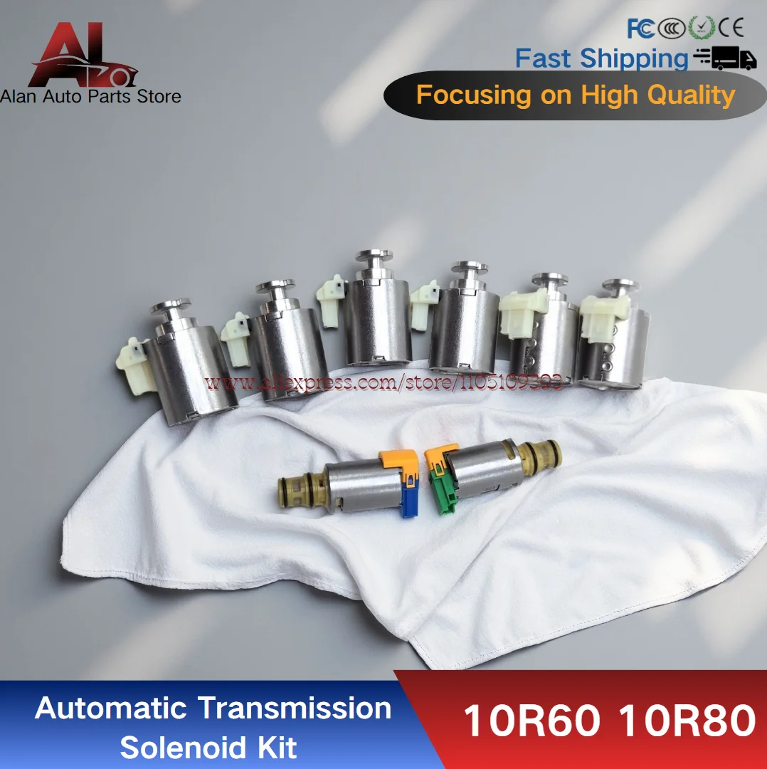 10R60 10R80 8 Pcs Original New Automatic Transmission Solenoid Kit for Ford Raptor F150 Mustang Roadrunner 2.2 Explorer