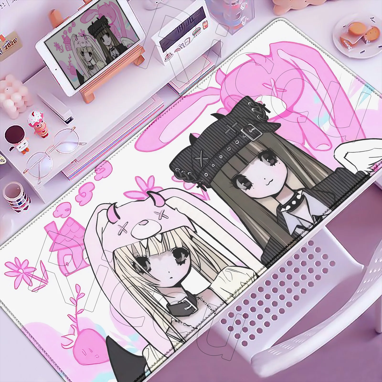 

New Anime XXL Desk Mat Cute Cartoon Girl Non-Slip Large Mouse Pad for Home Dormitory Office Kawaii Gaming Keyboard Mat 900x400mm