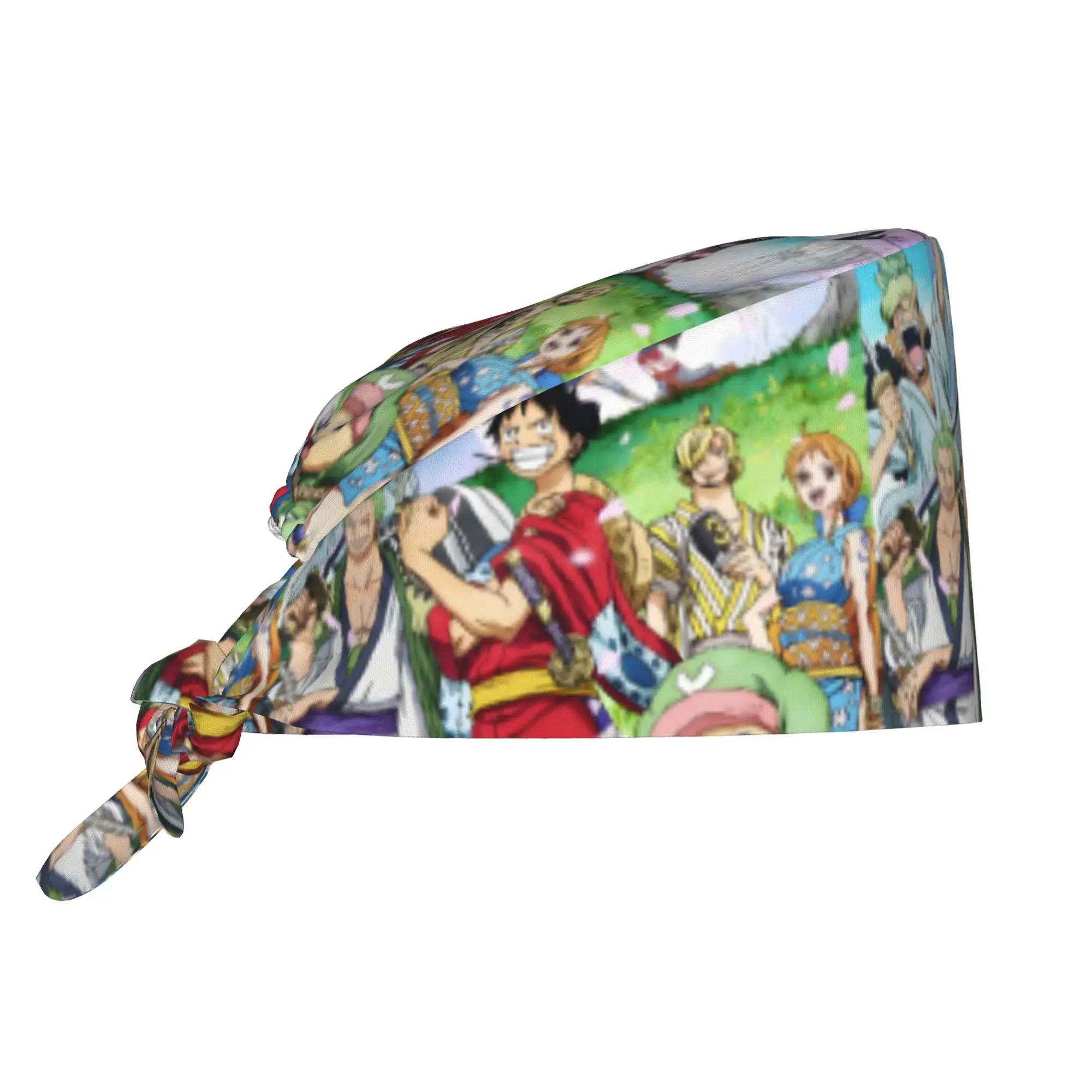 

Custom One P-Pieces Luffy Japan Comic Medical Staff Scrubs Hat Women Men Graphic Doctor Nursing Surgical Cap Scrub Caps