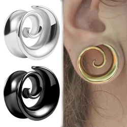 Doearko 2PCS Cool Stainless Steel Ear Tunnels Plugs Spiral Saddle Gauges For Earlobe Expander Piercing Body Jewelry Gift