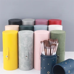 Portable Makeup Brush Bag PU Leather Multi Functional Makeup Brush Storage Bucket Stationery Storage Box Pencil Case