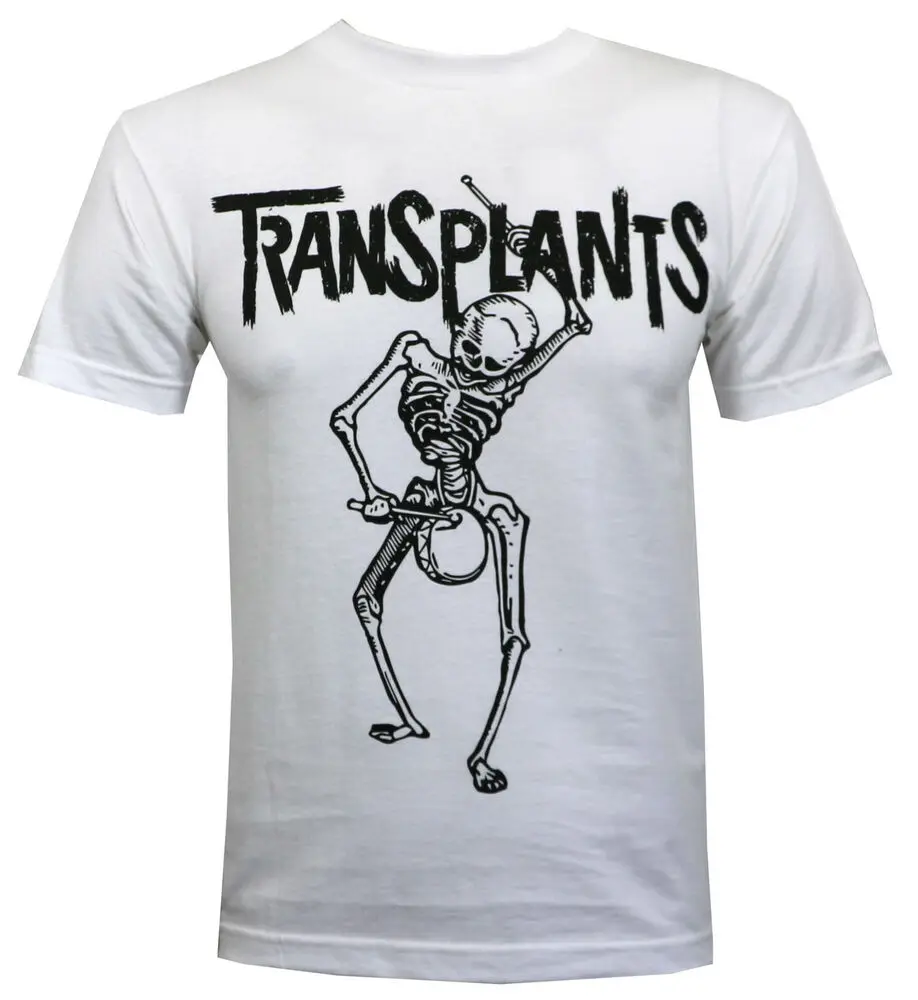 TRANSPLANTS Skeleton Drummer T-Shirt White S   Unisex T-shirts  brand vintage