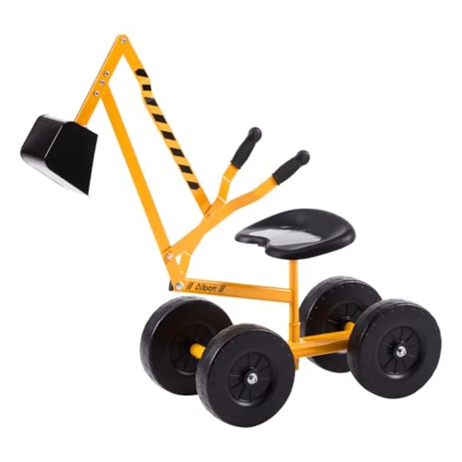 

Детский экскаватор-погрузчик на колесах 8 дюймов с поворотным на 360 градусов сиденьем, желтый, для игр на улице