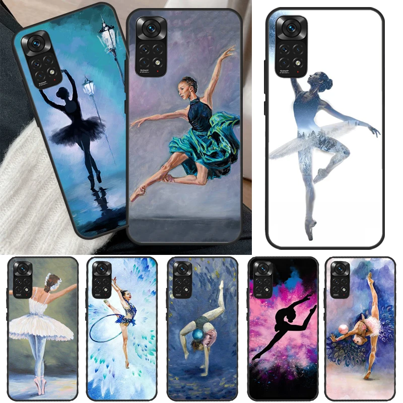 Gymnastics Oil Painting Case For Xiaomi Redmi Note 11 10 Pro 8 9 9S 10S 11S 9A 9C 10A 10C K40 K50 Gaming Cover