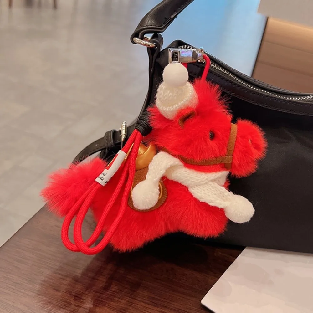 

Funny Scarf Plush Pony Pendant Creative Yuanbao Plush Horse Keychain Cute Soft Cartoon Horse Doll Pendant Car Decoration