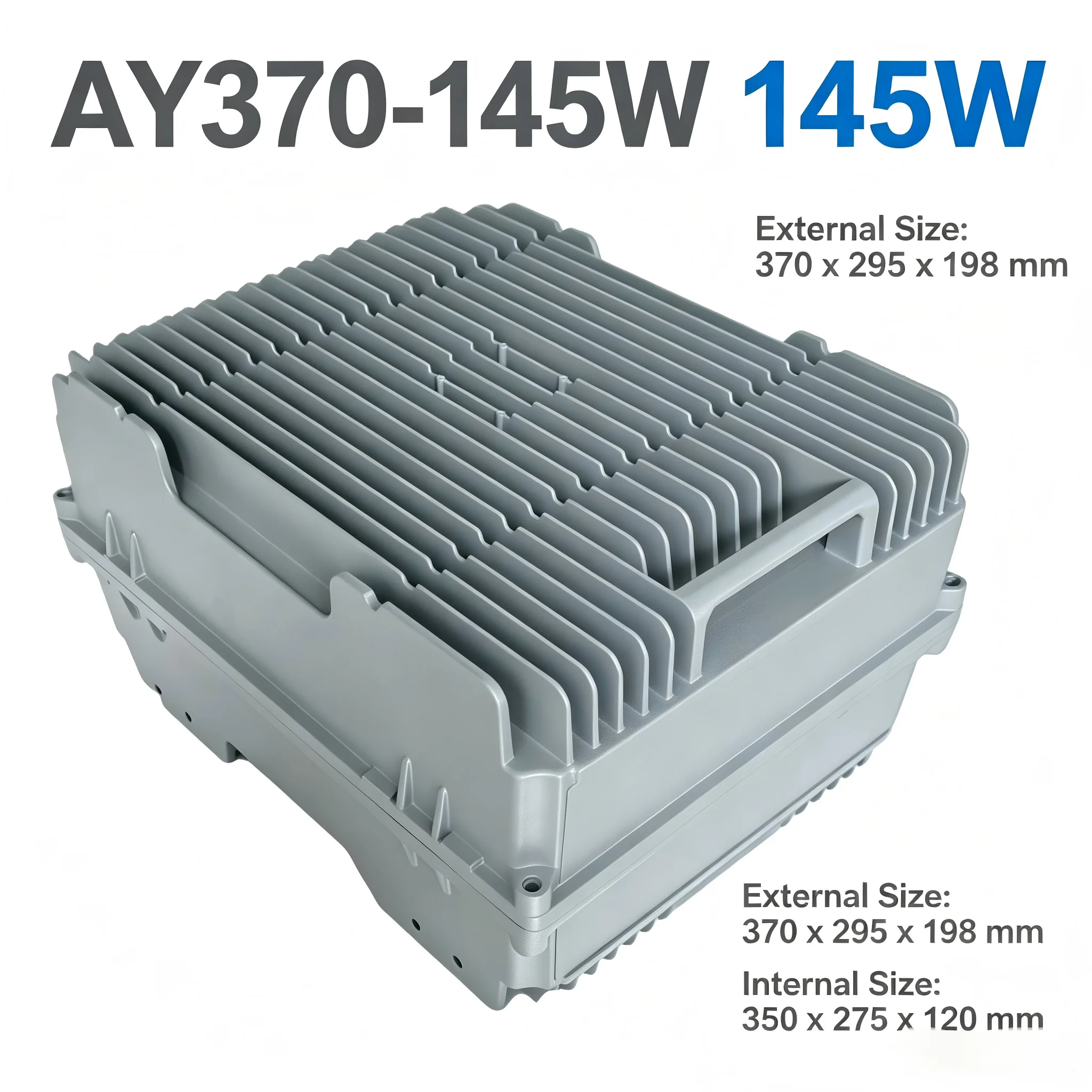 AY370-145W 5G Base Station Aluminum Extrusion Enclosure 370*295*198MM Waterproof Die-Casting Telecom Communication Equipment Box