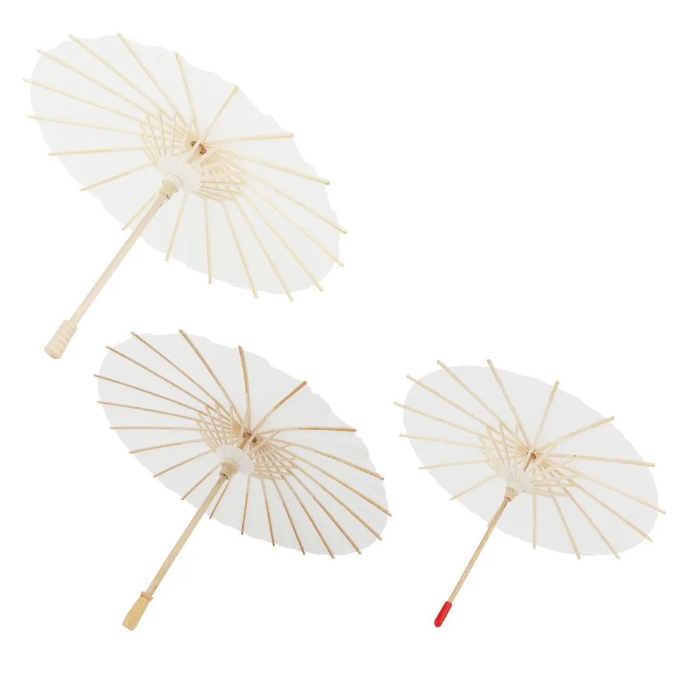 3pcs White Color Blank Paper Umbrella Multi Size DIY Blank Surface Mini Paper Umbrella Hand Painted Umbrella Party Decor