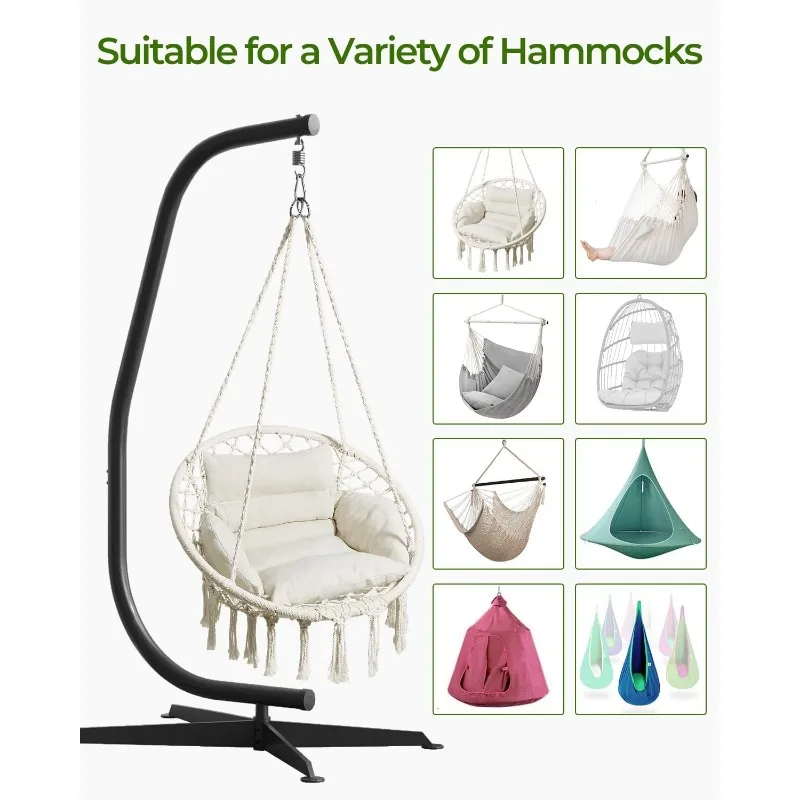 GREENSTELL Hammock Swing Stand,Hanging C-Stand with Buckle and Spring Hook, Indoor,Outdoor, Sturdy Hanging Stand Max Load 330lbs images - 6