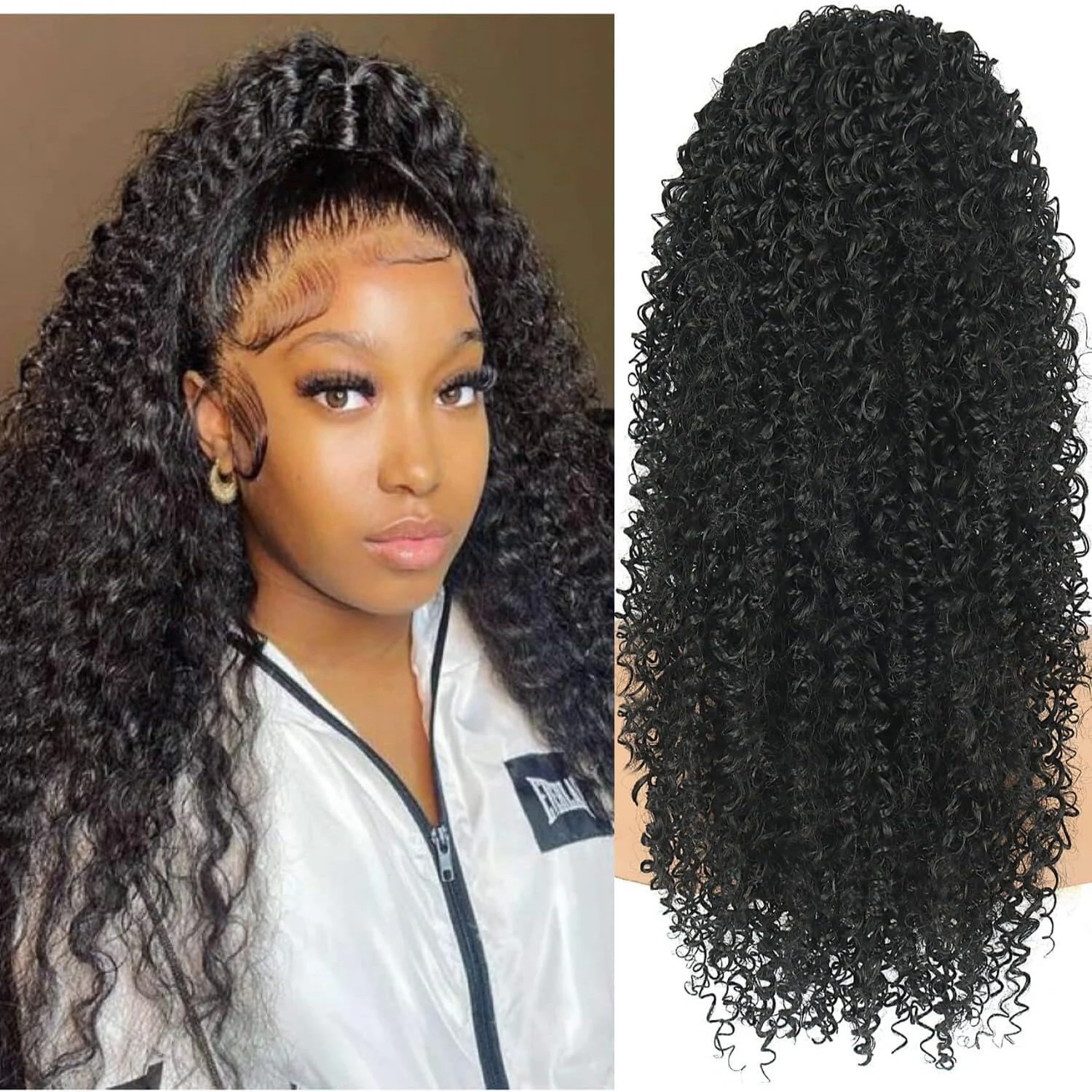 Kinky Curly Ponytail Human Hair Extensions 8-30 Inch Drawstring Ponytail  Human Hair Ponytail Clip in Hair Extensions For Women
