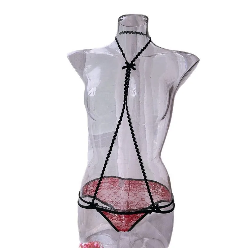 Bragas de cuello para mujer, bragas de tanga sexy, vientre de encaje encantador y colorido, luxúria pura francesa, tentación sexy, cintura baja hueca
