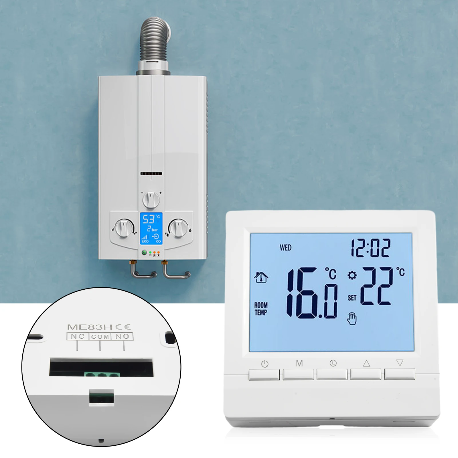

3A Digital Gas Boiler Thermostat Weekly Programmable Electric Heating Room Thermostat Temperature Controller LCD Screen