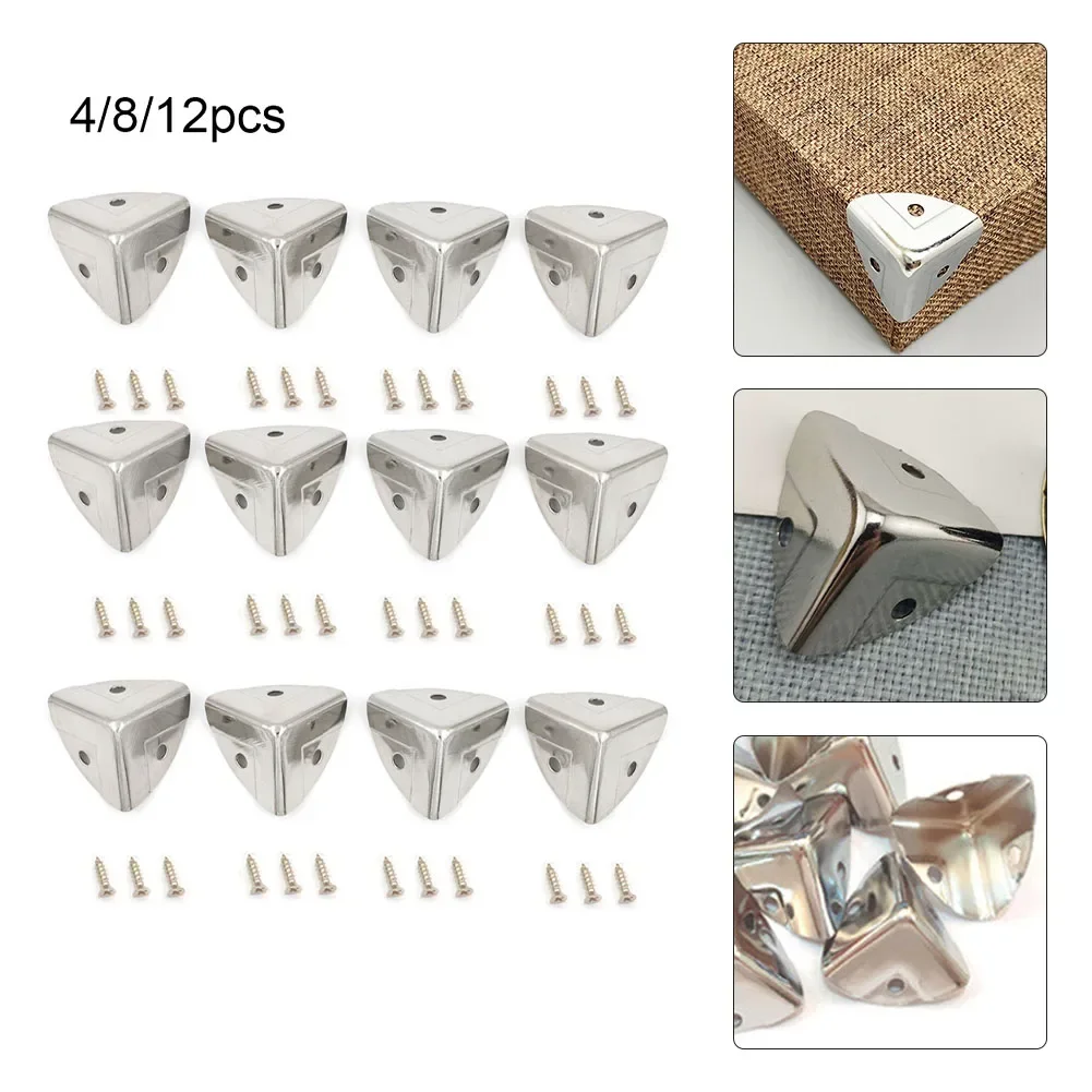 Protetor de canto para proteção de canto, 2.4*2.4*2.4cm, 4/8/12 peças, ferro para malas de madeira, acessórios de hardware