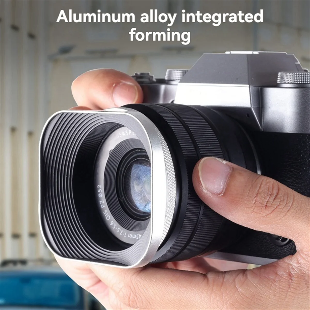 RISEN 52 ملم عيار SLR غطاء عدسة صغير فردي مربع من سبائك الألومنيوم لهاتف Sony وCanon وNikon وكاميرات Fujifilm باللون الأسود