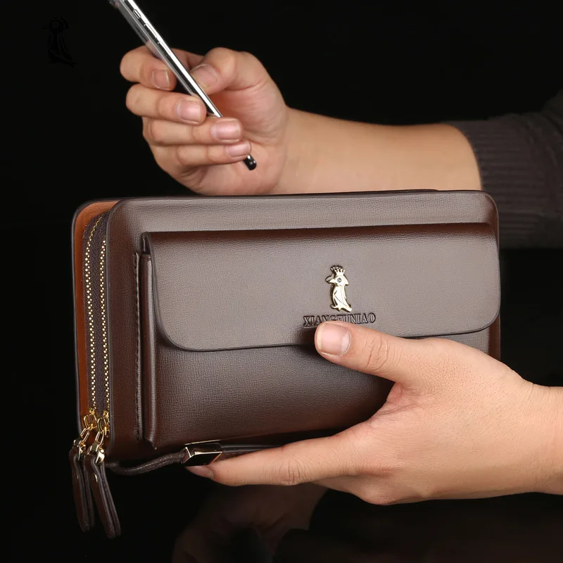

Men Clutch Bag Men's Long Purse Large Capacity Men's Wallets Cell Phone Pocket Passcard Pocket High Quality Wallet Bags For Men