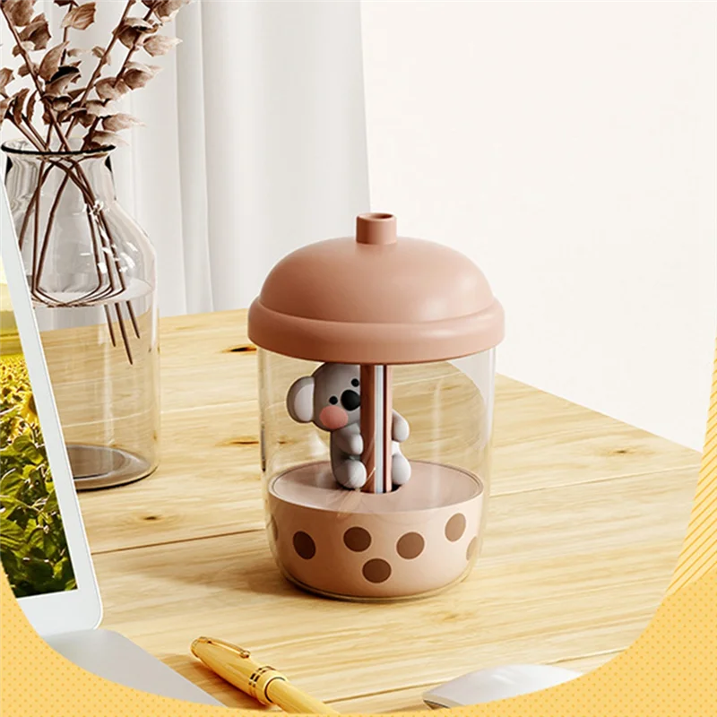 1 Pcs New Cute Koala Milk Tea Cup Humidifier High Fog Household Small Portable Desktop USB Mini Perfume,Green