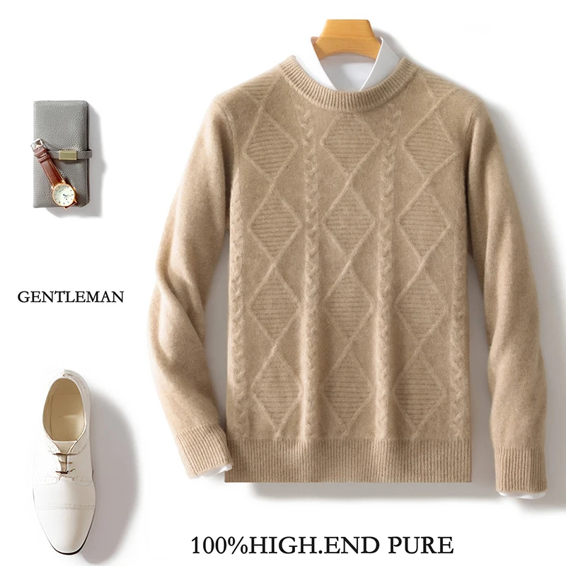 

Men Soft 100% Merino Wool O-Neck Sweater Long Sleeves Pullover Cashmere Casual Comfortable Warm Solid Color Clothing Top
