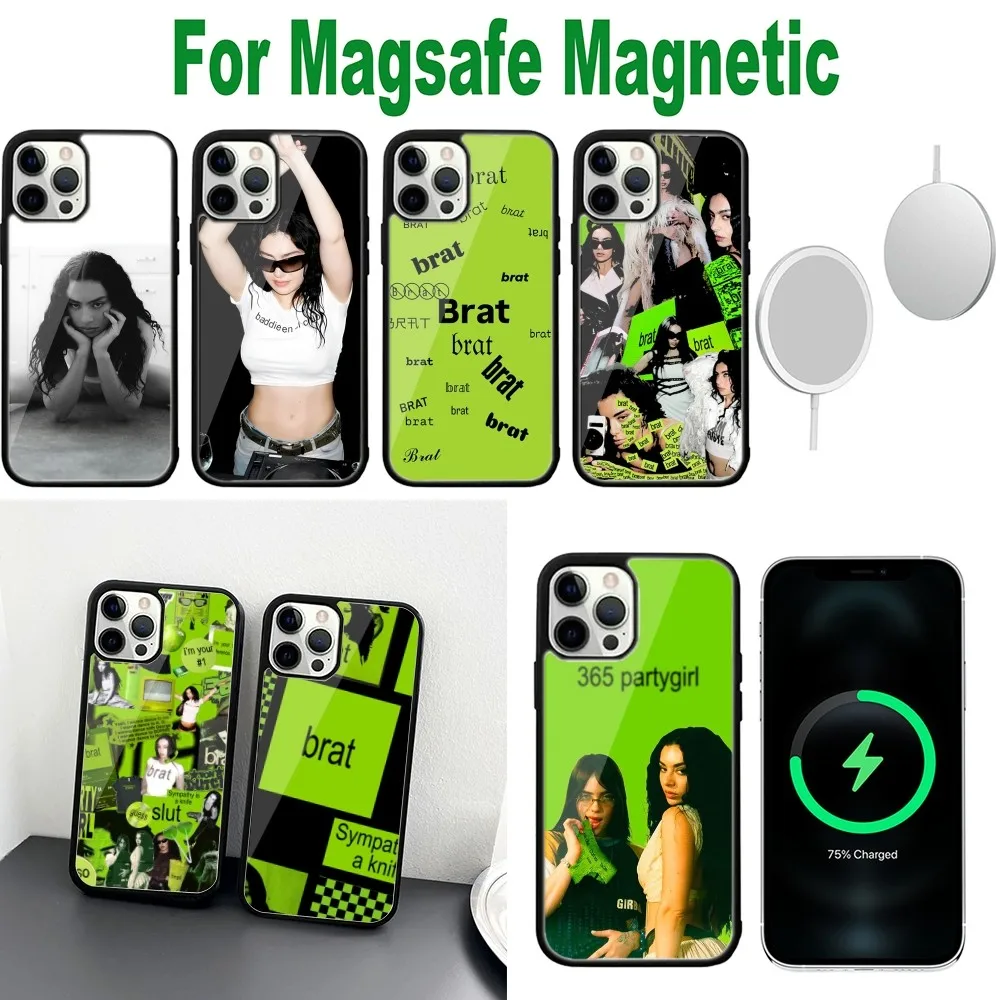 

Singer C-Charli XCX Brat Phone Case For iPhone 16,15,14,13,12,11,Plus,Pro,Max,Mini Magsafe Magnetic Wireless Charging