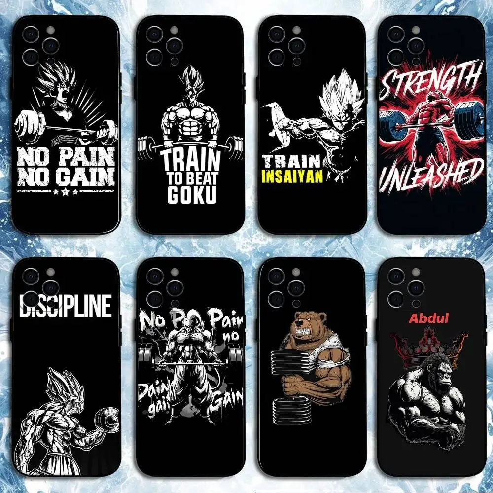 

Bodybuilding Gym Fitness Phone Case For iPhone 16,15,14,13,12,11 Plus,Pro Max, Soft Silicone Black Cover