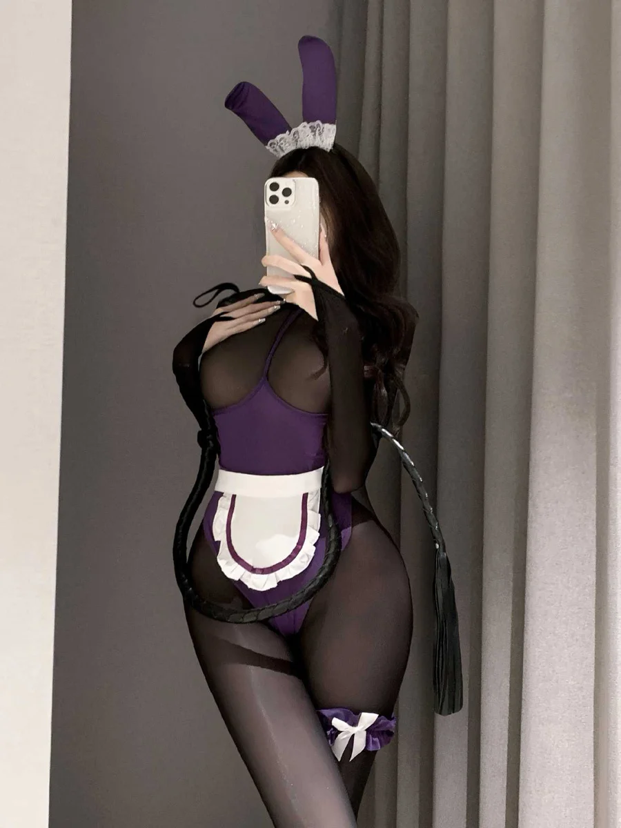 

Сексуальный костюм Pure Desire Maid orm Onesie для ночного клуба, костюм для косплея, прозрачный фартук с милым кроликом для девочек, модный комплект с низкой талией Lon...