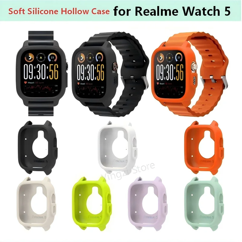 Capa Oca de Silicone Macio para Realme Watch5, Protetor de Bumper para Pulseira de Smartwatch, Acessórios para Realme Watch 5