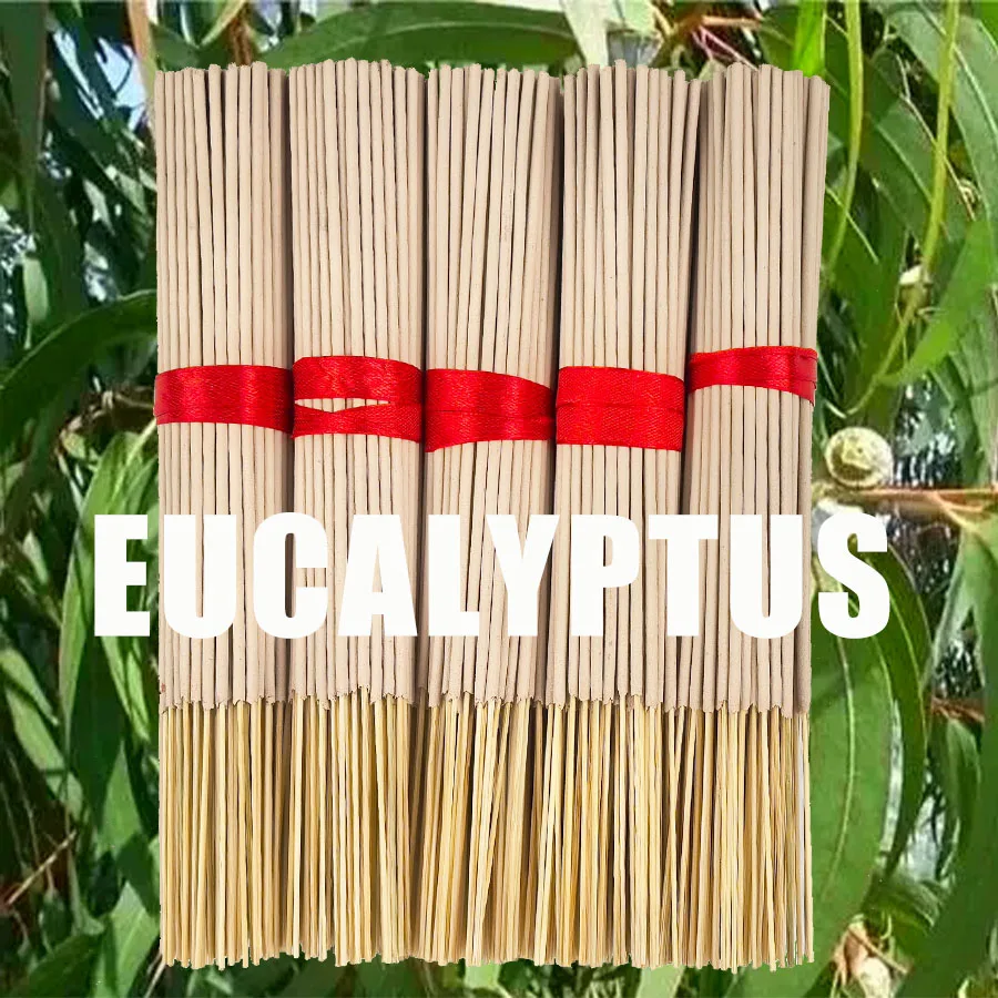 Palitos de incienso de eucalipto de bambú natural de alta calidad - Fragancia de menta fresca de larga duración, meditación de yoga en casa, decoración navideña (Navidad, Halloween, Acción de Gracias) - Aroma de purificación de aire y relajación