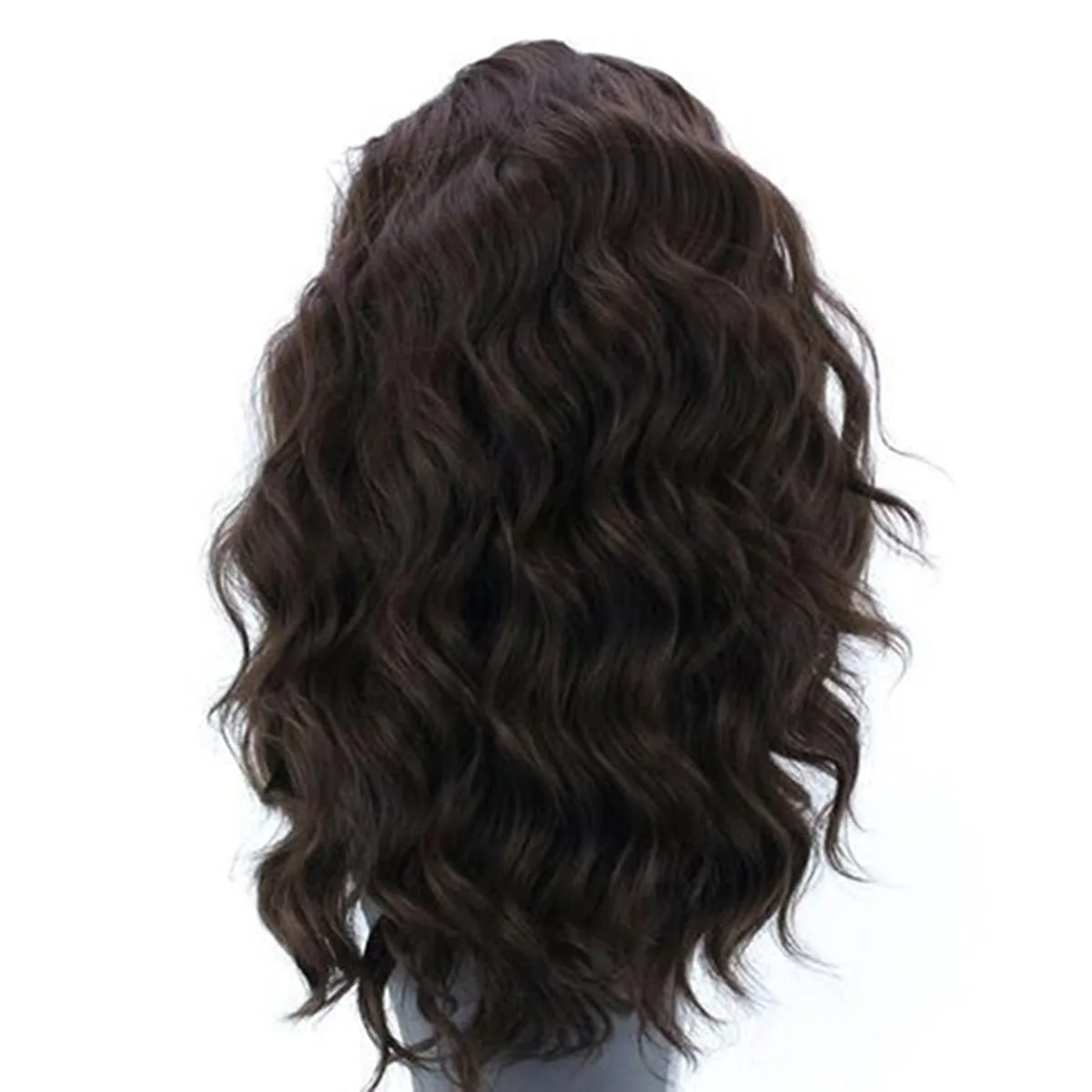 13X4 Бесклеевые парики фронта шнурка для женщин Темно-коричневый короткий объемный волнистый парик фронтальной части шнурка Синтетический предварительно сорванный плотность 200%