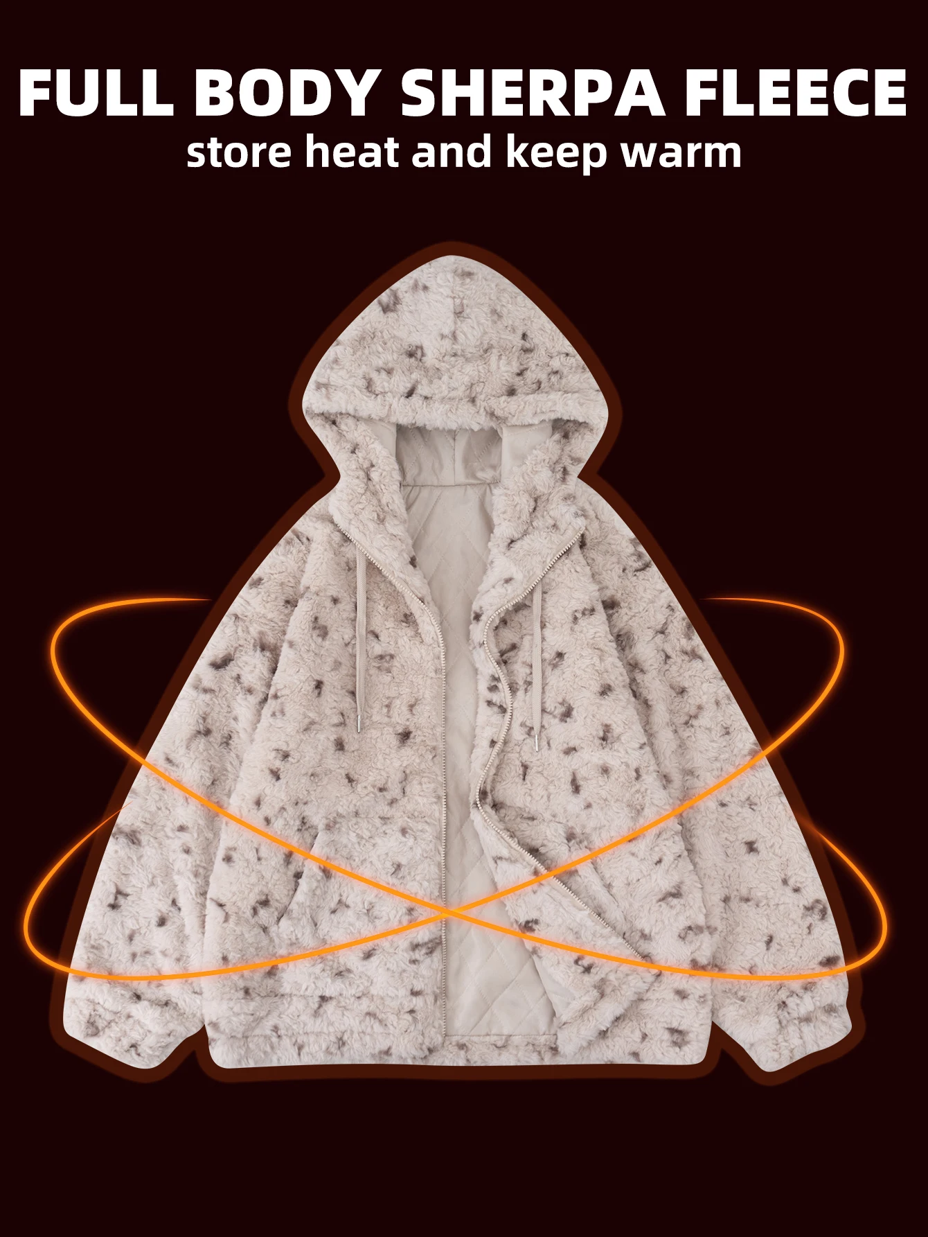 Y2K Aesthetic Tie-dye Fluffy Women'S Outwear Vintage Casual Stand Neck Harajuku Jacket, Winter Loose Zipper Pocket Coats