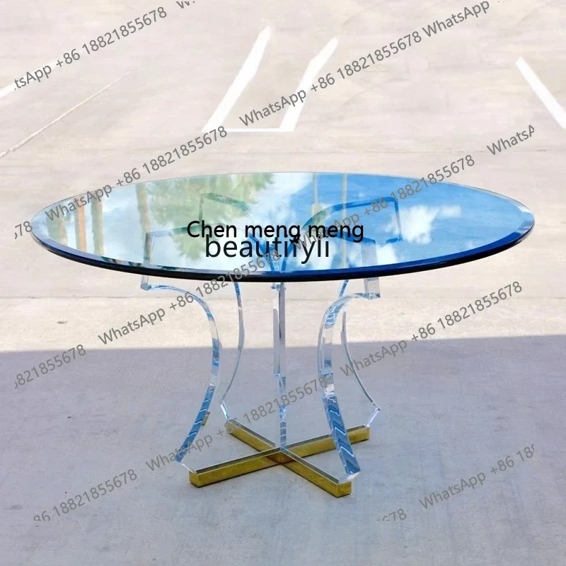 

M178 Light luxury acrylic dining table household small apartment round table personalized transparent negotiation table2936