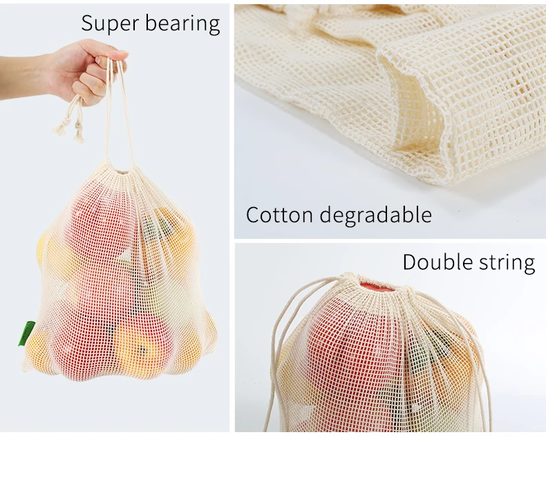 Reusable Cotton Mesh Produce Bags with Drawstring Organic Cotton Durable Washable with Grocery Shopping Bags Produce Mesh Bags Sdd824b31fecd4a89b0c60c702bbbcf9fE