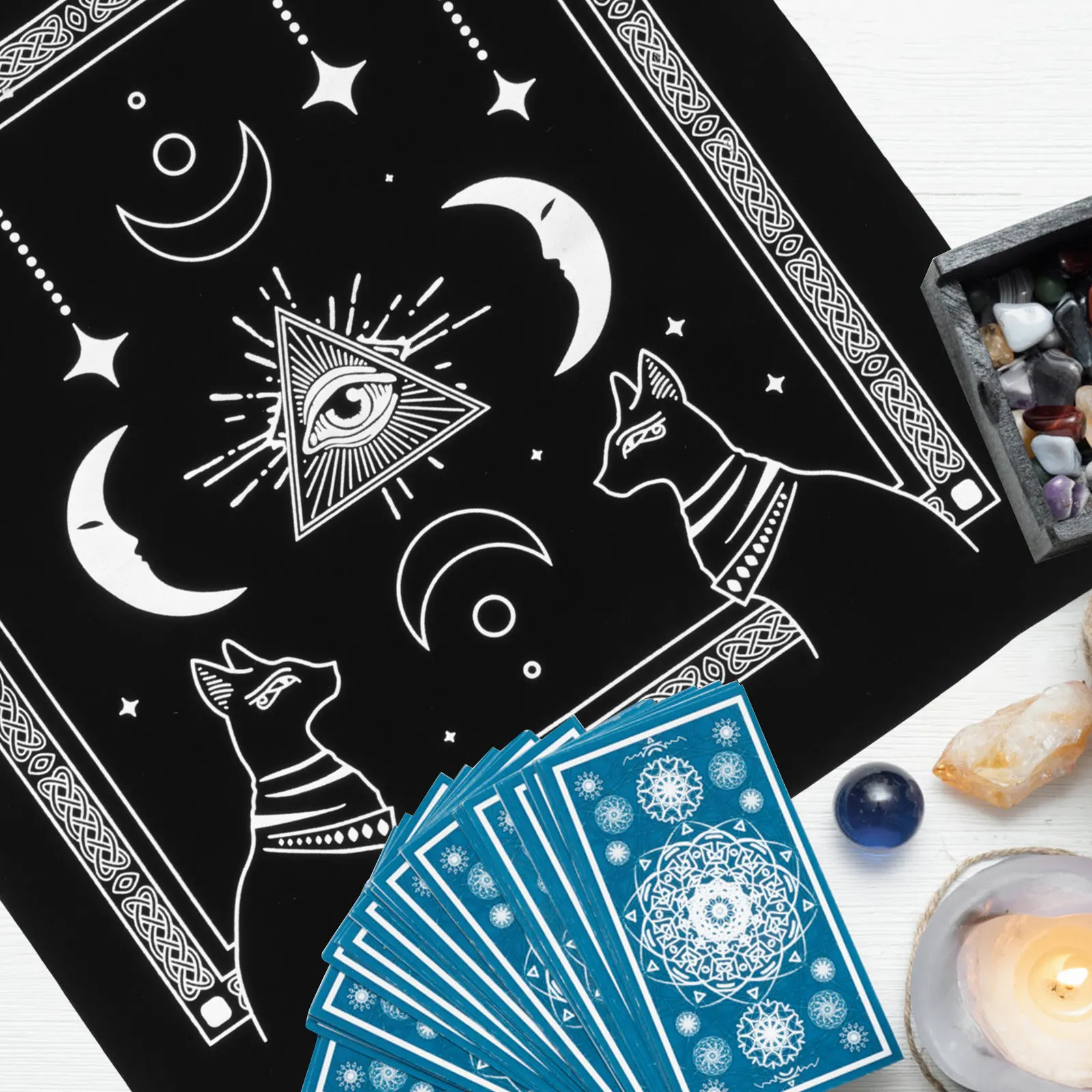 

Скатерть для Таро, фланелевая, плотная, прочная, износостойкая, декоративная ткань для алтаря, стола, принадлежности для викканских ритуалов, инструменты для гадания с картами