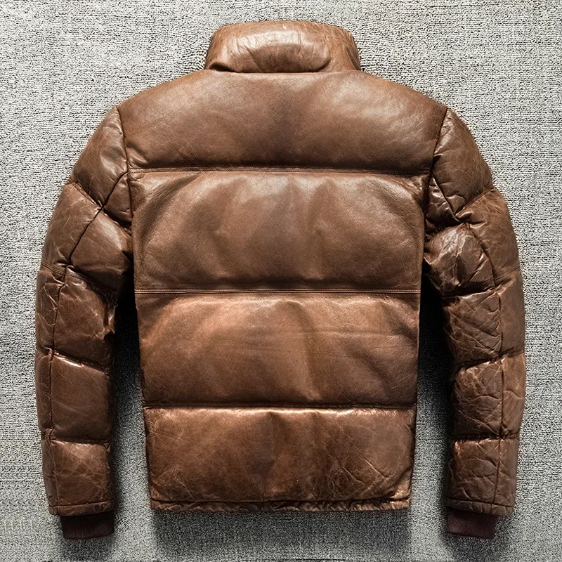 Short Down Jacket, First-layer Sheepskin, Warm Men's Stand Collar, Versatile Jacket, Genuine Leather Jacket, Winter Style