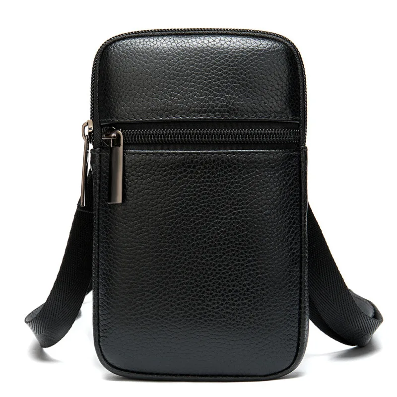 Bolso de mensajero informal de cuero genuino para hombre, bolsa pequeña para teléfono, bandolera de hombro, bolsos de lujo