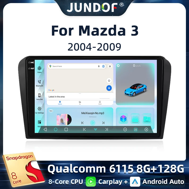

Jundof Qualcomm 2Din CarPlay Android Auto Car Radio for Mazda 3 2004 - 2009 Multimedia Navigation GPS 4G BT RDS DSP SWC