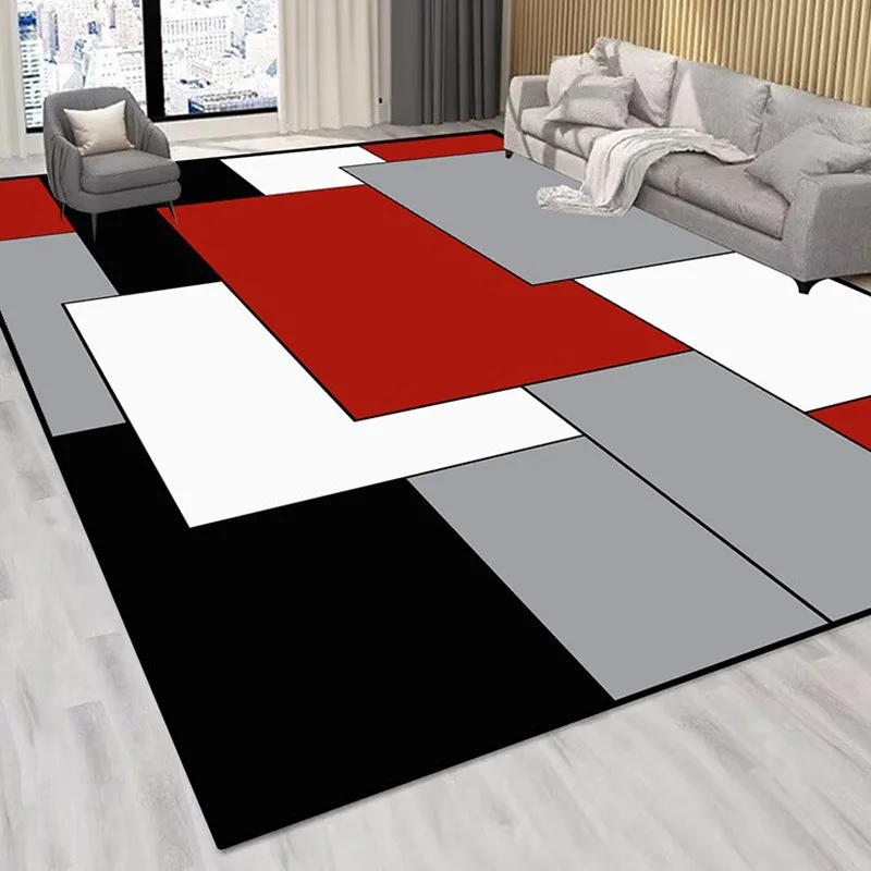 Nordic Style Living Room Carpet Modern Color Blocking Floor Washable Carpet Sofa Tea Table Rug Bedroom Floor Rugs Non-Slip Mat