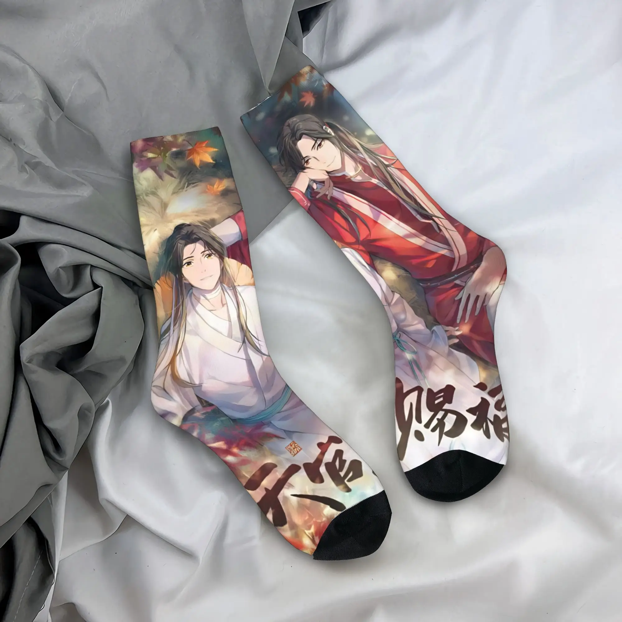 

Мужские носки унисекс, чулки с благословением небесного чиновника, зимние мягкие носки Kawaii, велосипедные носки с принтом, защита от пота