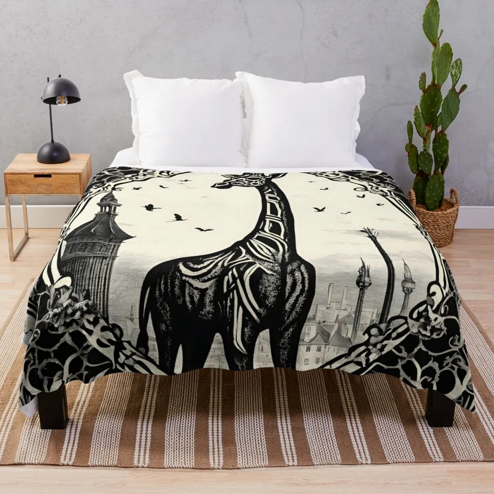 

Golden Age Giraffe: Retro Stamp Masterpiece Throw Blanket Summer Sofas for winter Blankets