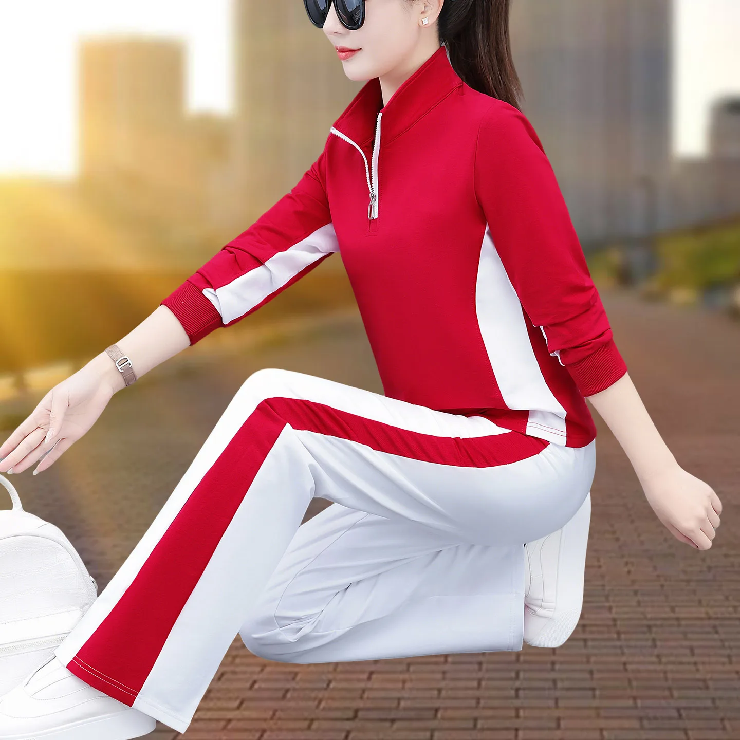 

Spring Autumn Square Dance Fitn Sportswear Women Yang Li Exercise Set Micro Trumpet Middle Age And ly T orm