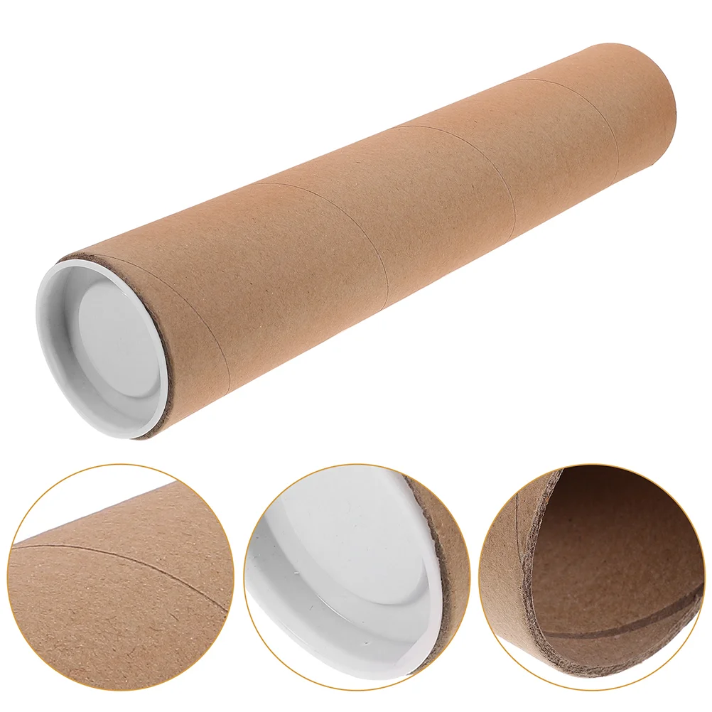 

2 Pcs Posters Paper Tube Cardboard Tubes for Crafts Packaging Mailers Mailing with Caps Khaki Storage Protector Carrier