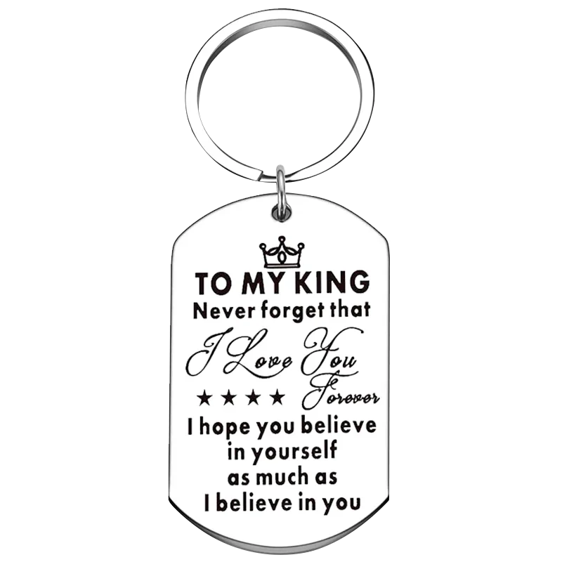 To My King Keychain Pendant Husband Wife Anniversary Valentine's Day Gifts Key Chains Never Forget That I Love You