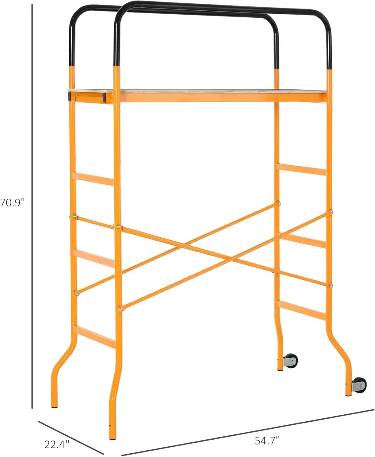 4-Step Steel 4.6 X 2 X 6 Ft. Scaffold 2 Wheels Free Moving for Indoor & Outdoor Decoration Anti-Skid, 440 Pound Capacity