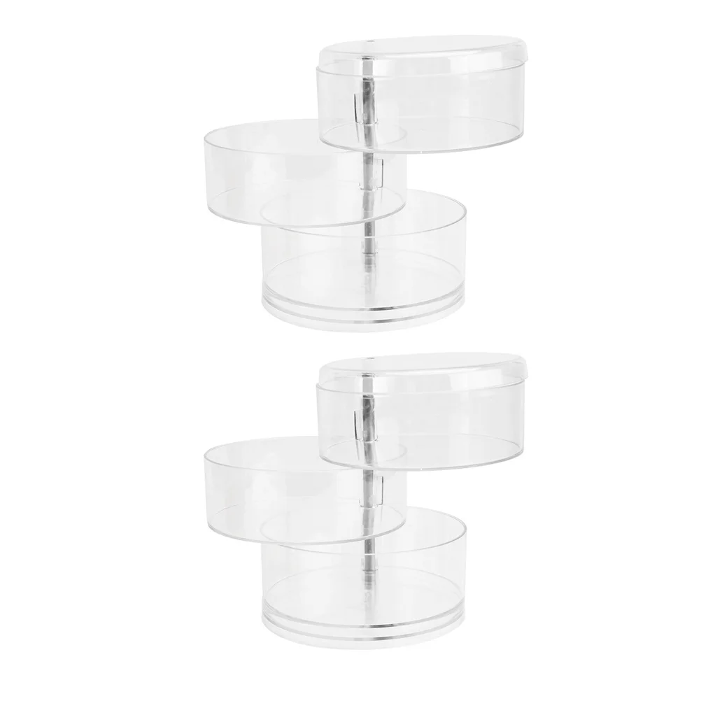 

2Pcs 3-Layer Rotatable Jewelry Organizer Clear Storage Box for Necklace Earrings Bracelet Rings Multi-Layer Jewelry Box