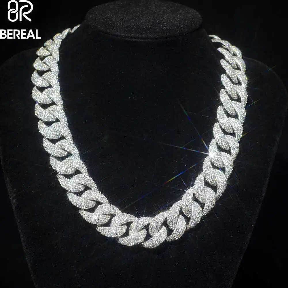 High Quality 14mm Vvs Moissanite Cuban Link Chain Necklace Custom Iced Out Round Brilliant Cut 925 Silver Bracelet for Men Women