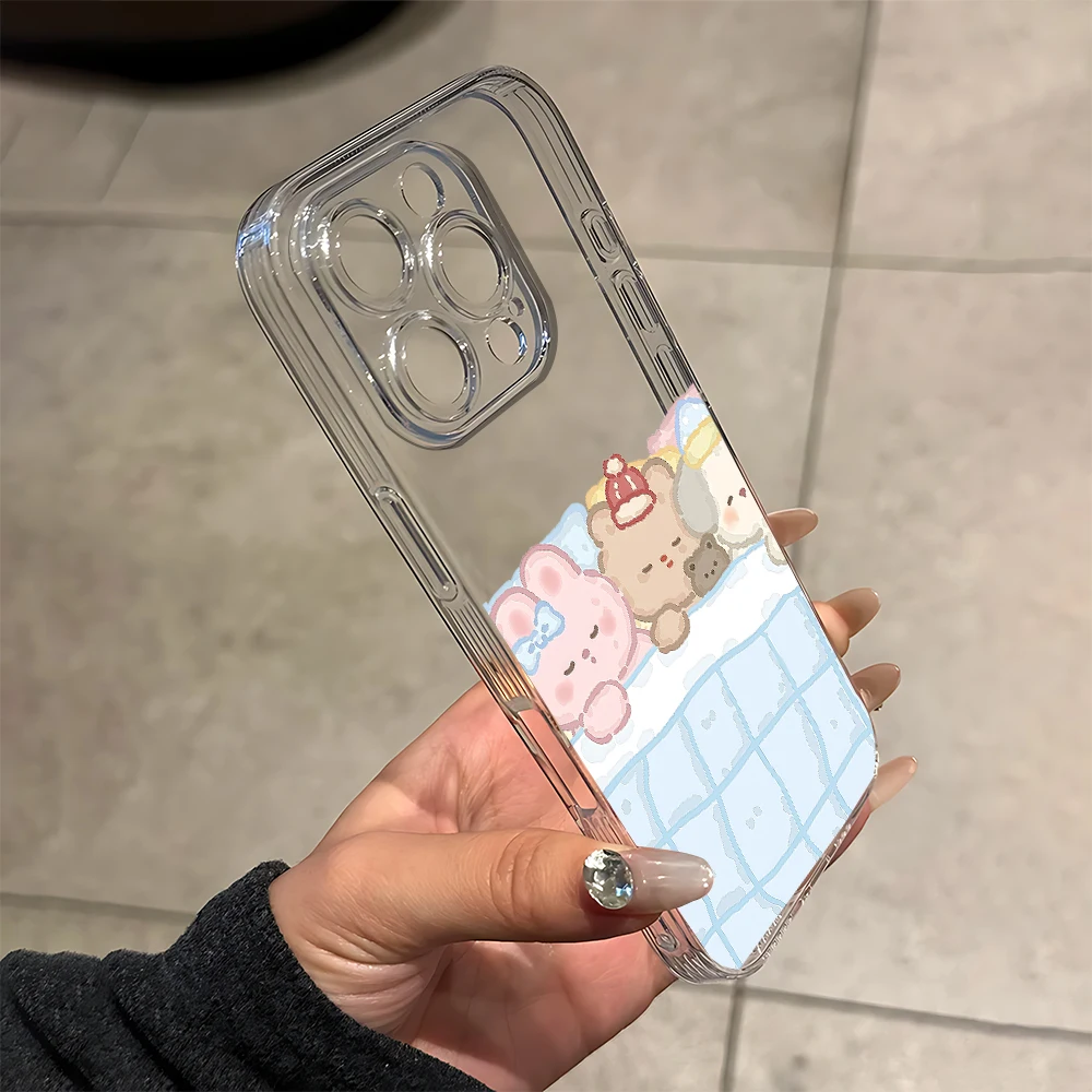 Cute Pet in Bed Silicone Phone Case for iPhone 17 16 15 14 13 12 11 Pro Xs Max Air Mini 7 8 6 6s Plus SE 2020 2022 Cover