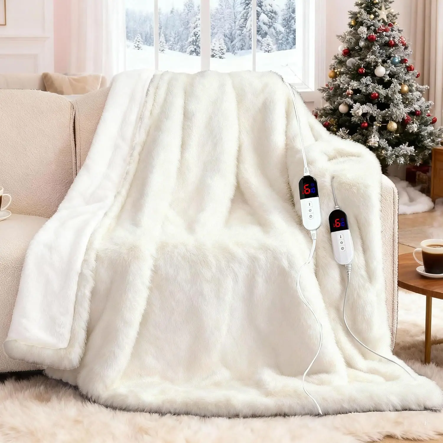 

Cozy Electric Heated Blanket with Auto-Off, 6 Heat Levels & Overheat Protection in White, 84x90 Inches