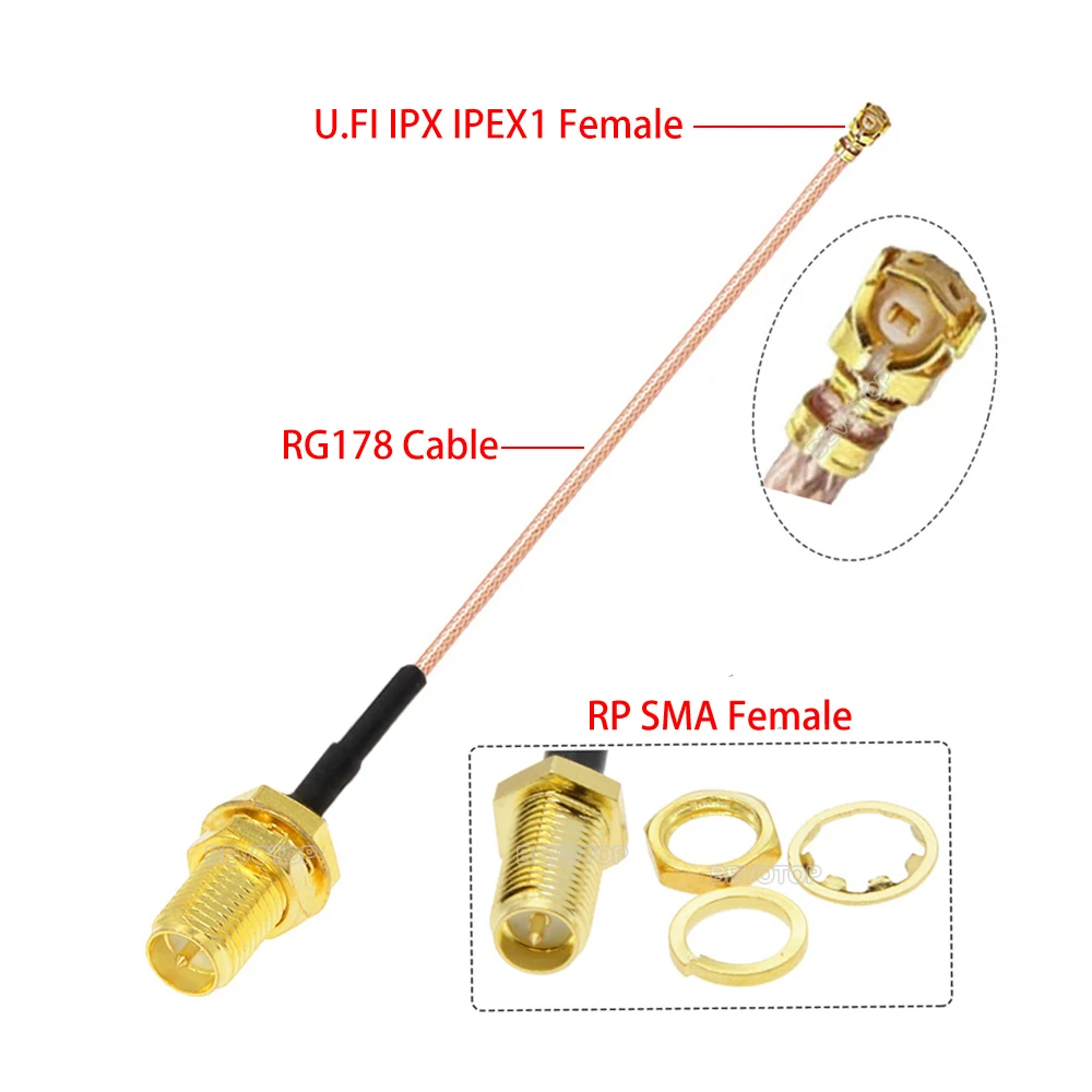 1 pz RG178 Cavo SMA Maschio/Femmina a IPEX-1 Connettore Femmina Compatibile RG-178 RF Coassiale Pigtail WIFI Antenna Cavo di Prolunga