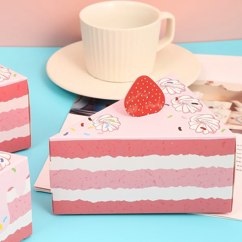 8Pcs  Cake Shaped Cookie Cracker Box Paper Gift Boxes Baby Shower Favors Treat Kids Birthday Party Dessert Packaging Box
