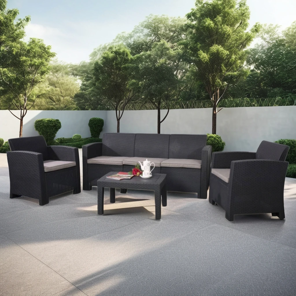 

4pcs PP Outdoor Sofa Set Living Room Hotel Villa Park Courtyard Apartment Farmhouse-Versatile Outdoor Furniture