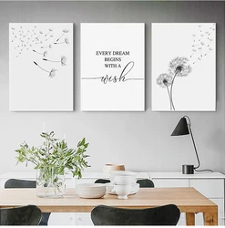 Dandelion Wall Art Canvas Painting Make Wish Dandelion Prints Nordic Style Minimalist Living Room Bedroom Nursery Decor