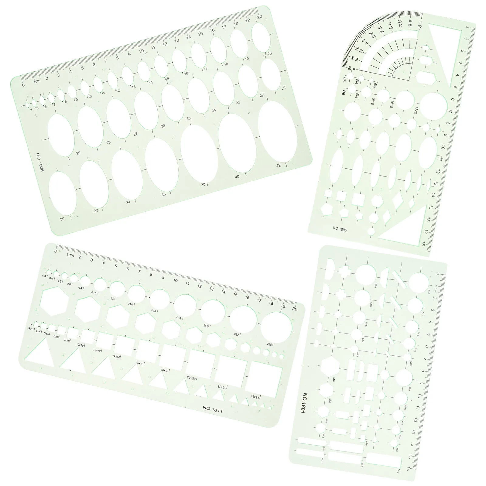 4Pcs Reusable Plastic Circle and Stencils Geometric Drawing Templates for Artists Designers Students Drafting Journaling